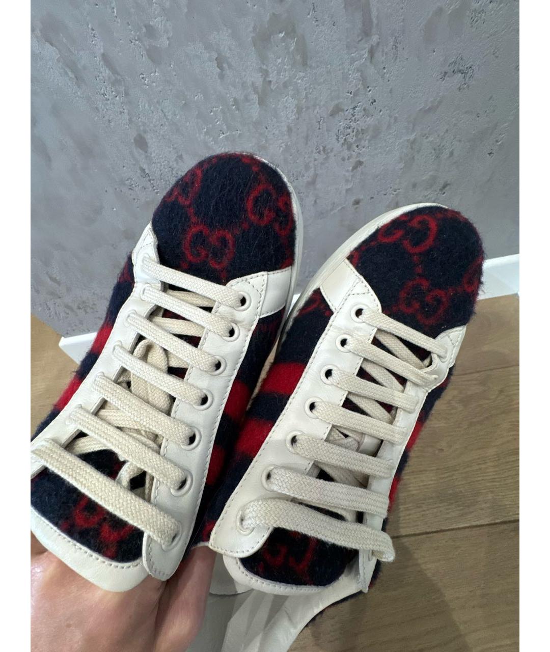 GUCCI Синие текстильные низкие кроссовки / кеды, фото 6