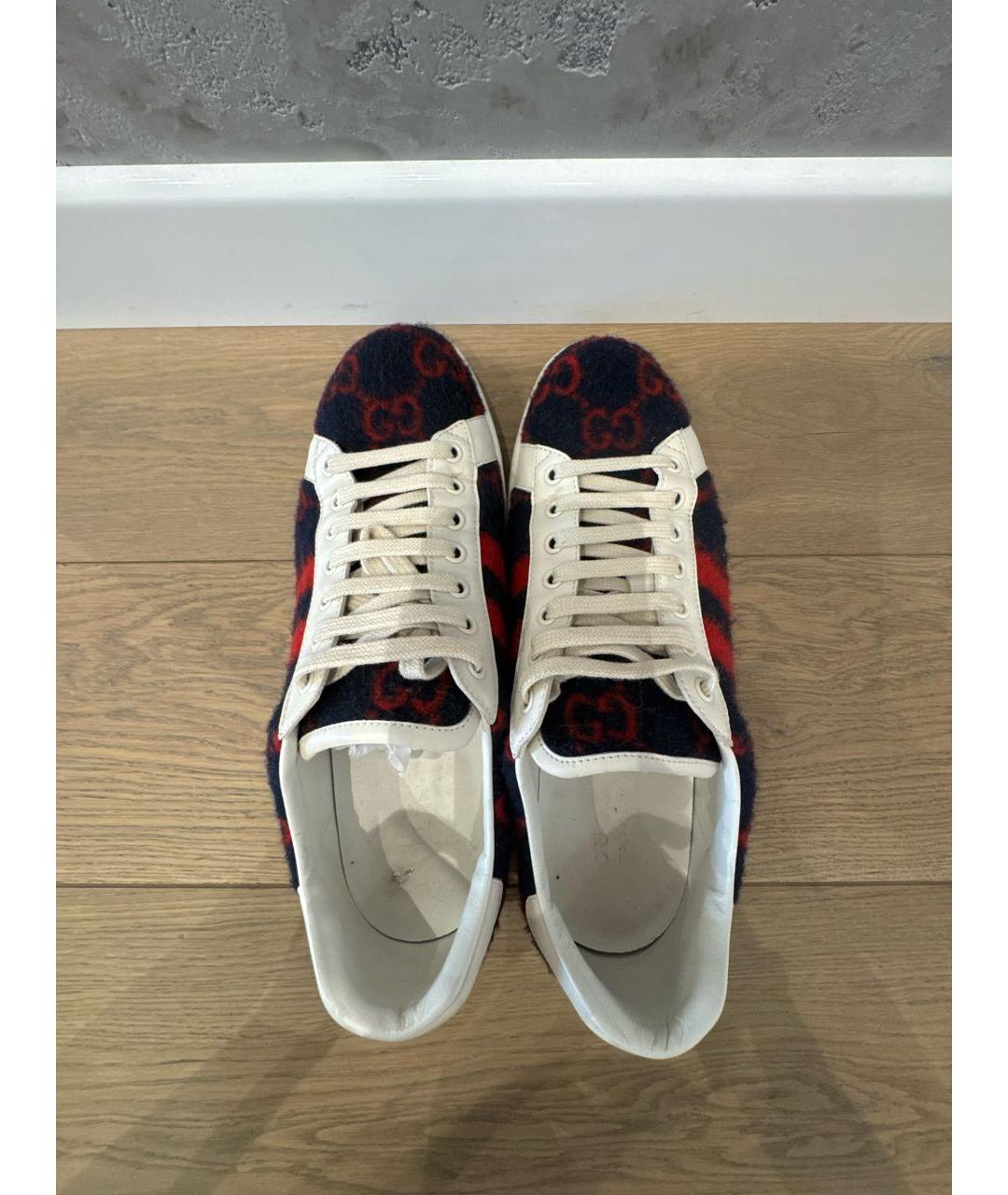 GUCCI Синие текстильные низкие кроссовки / кеды, фото 3