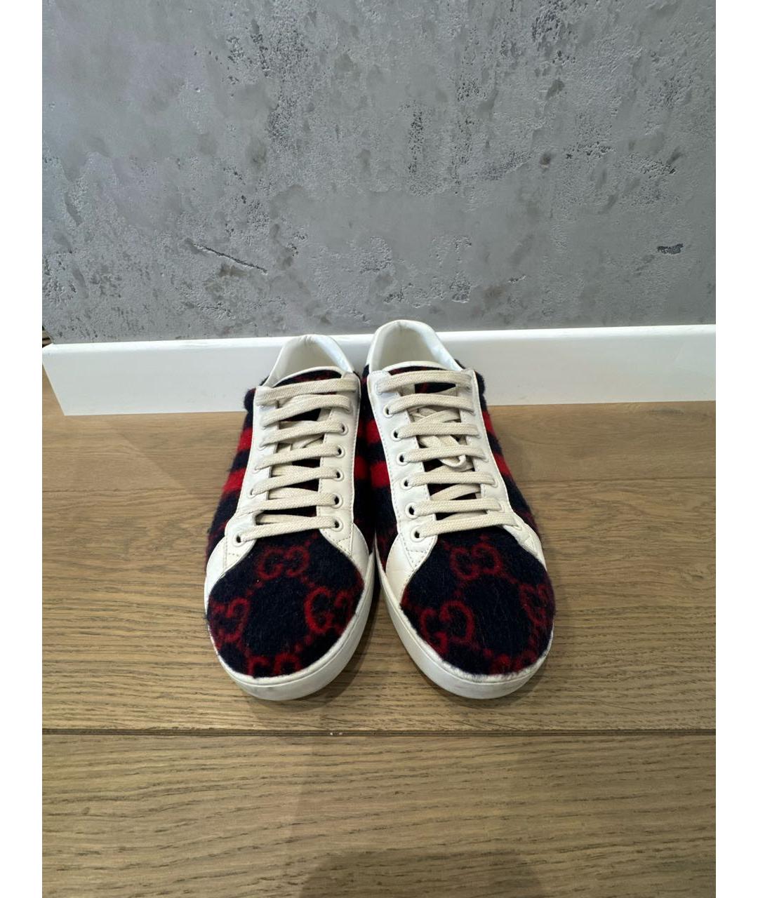 GUCCI Синие текстильные низкие кроссовки / кеды, фото 2