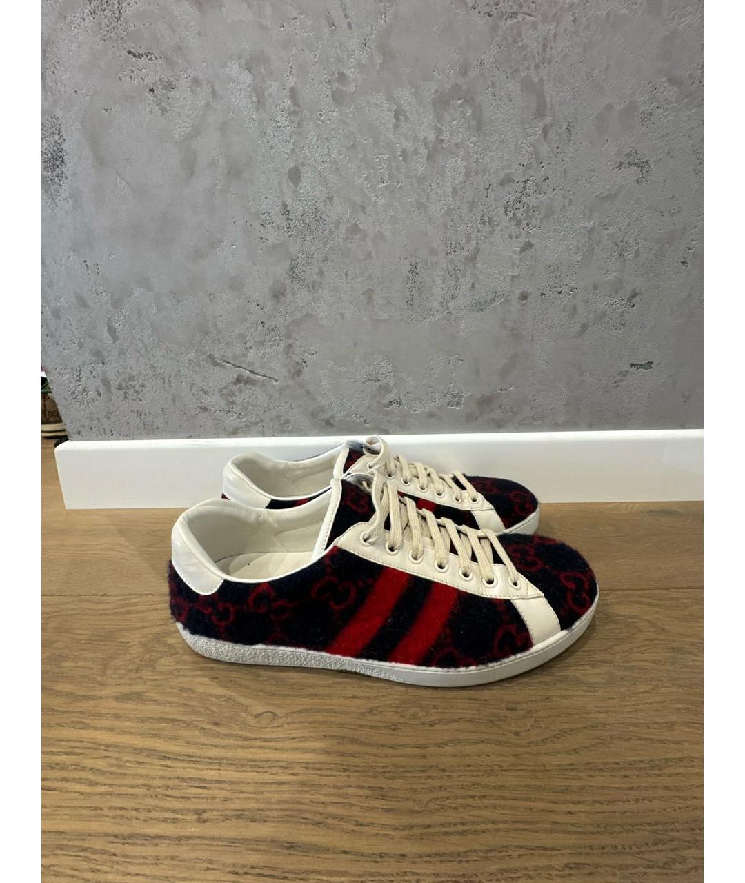 GUCCI Синие текстильные низкие кроссовки / кеды, фото 7