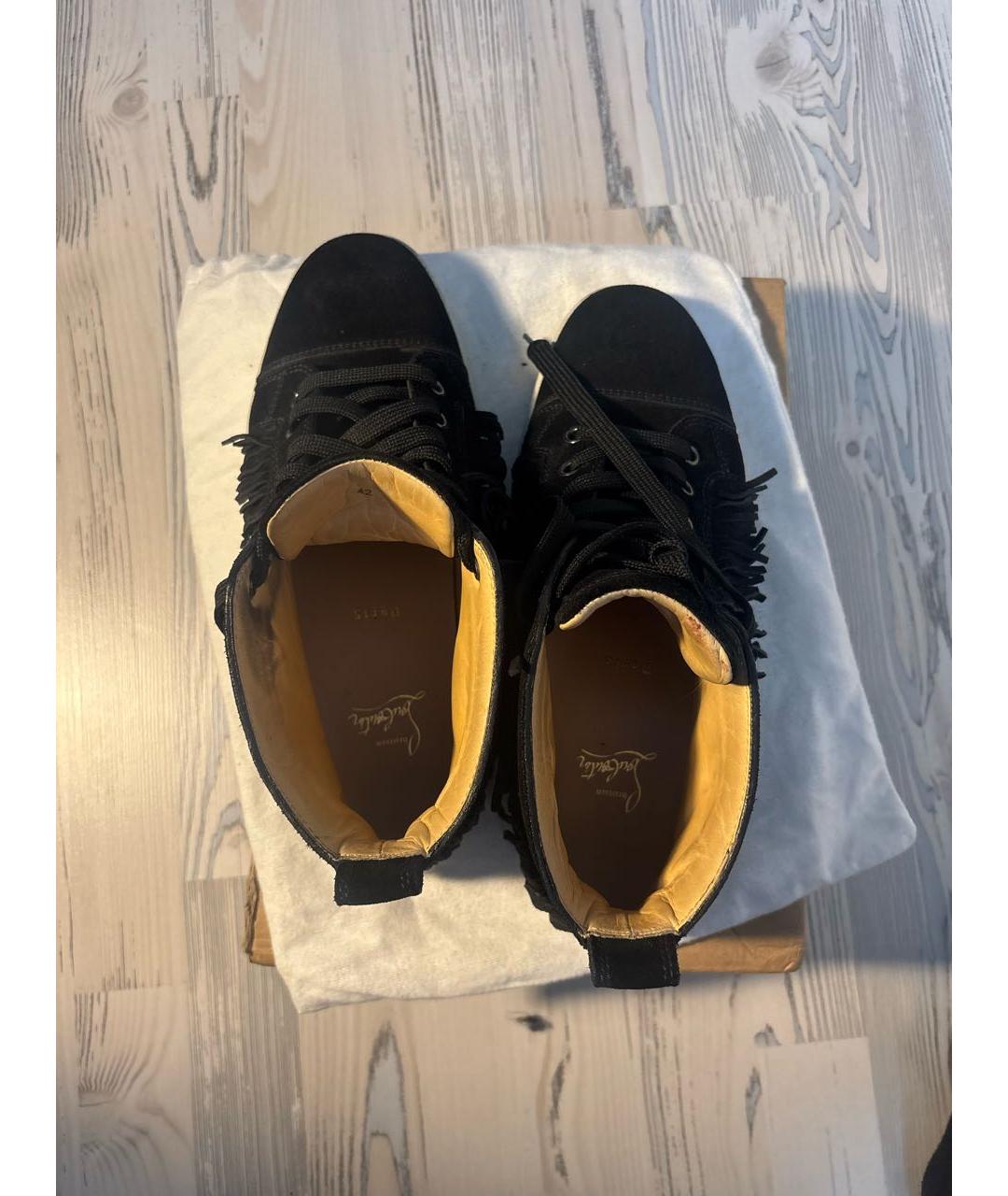 CHRISTIAN LOUBOUTIN Черные замшевые высокие кроссовки / кеды, фото 3