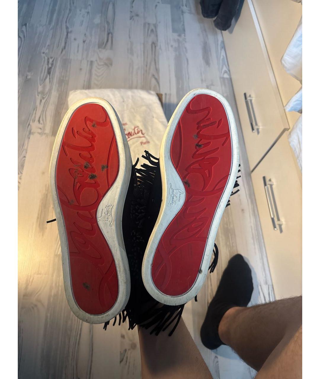 CHRISTIAN LOUBOUTIN Черные замшевые высокие кроссовки / кеды, фото 5