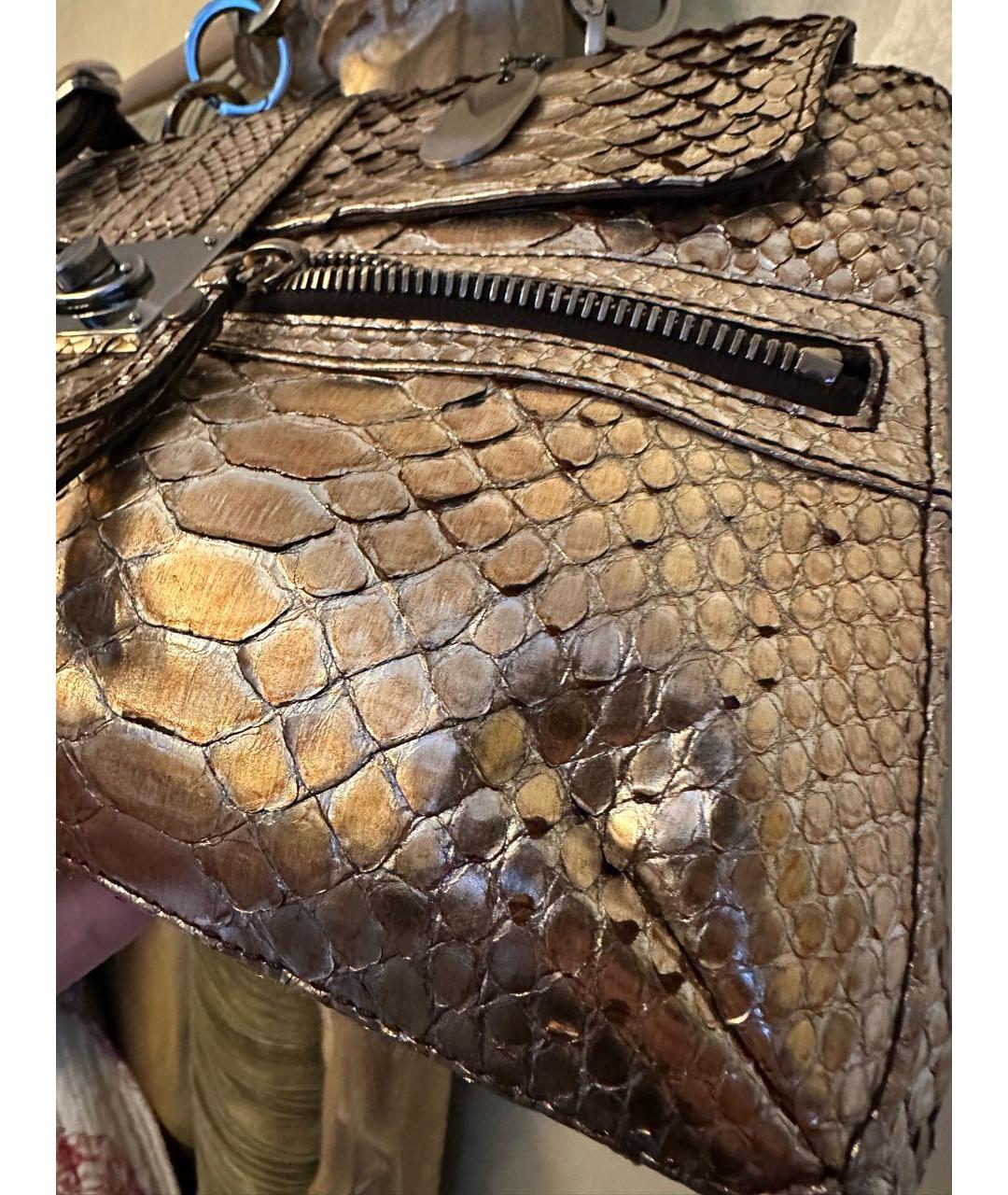 LANVIN Золотая сумка с короткими ручками из экзотической кожи, фото 7