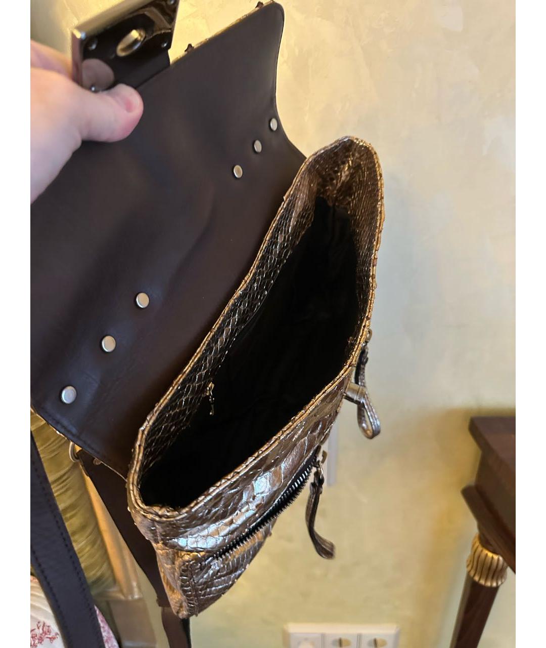 LANVIN Золотая сумка с короткими ручками из экзотической кожи, фото 4