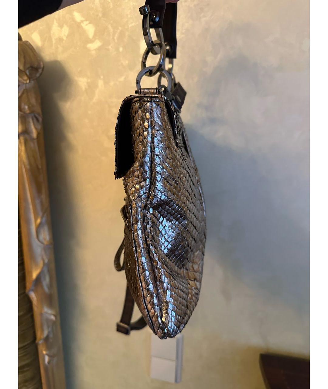 LANVIN Золотая сумка с короткими ручками из экзотической кожи, фото 2