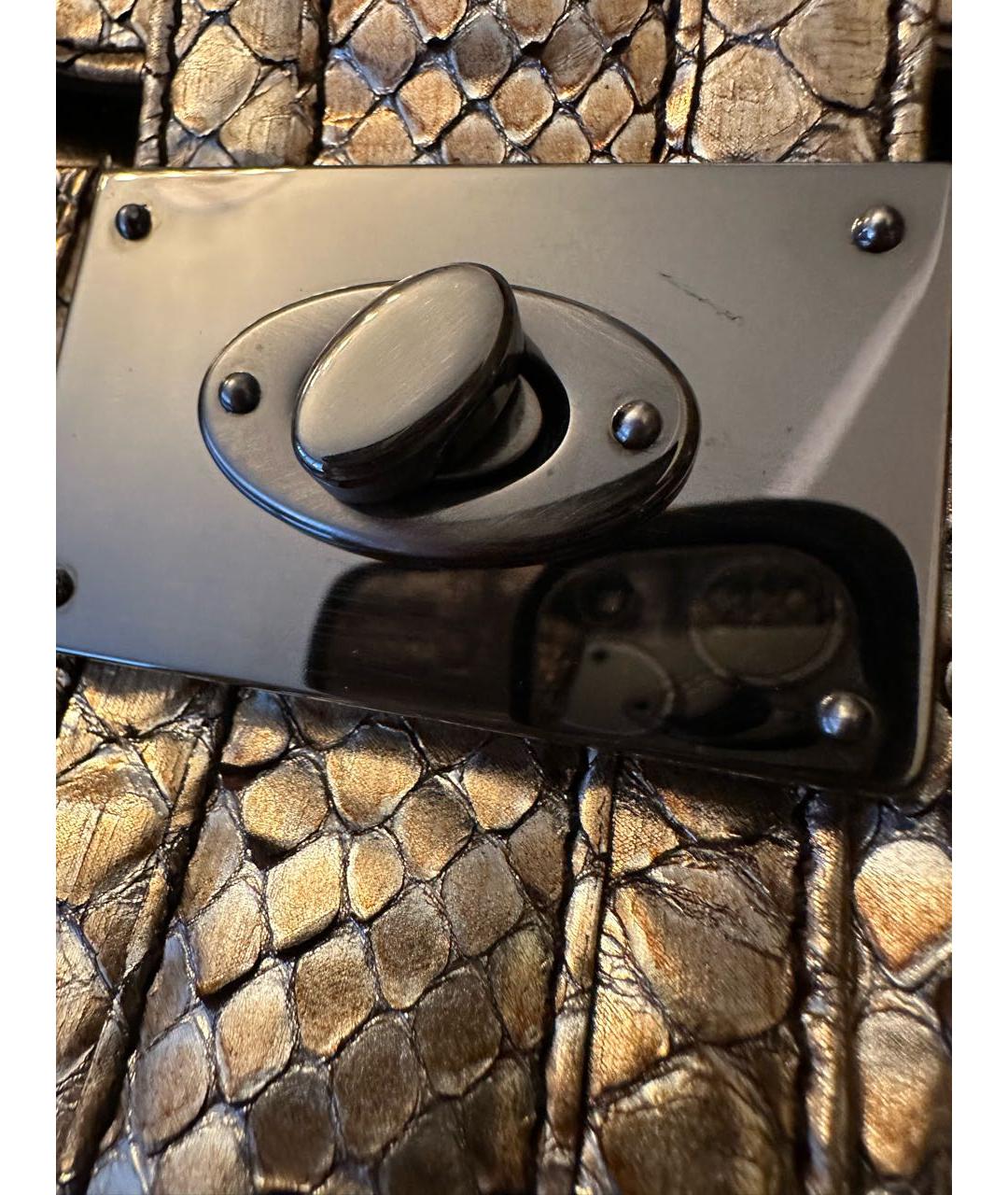 LANVIN Золотая сумка с короткими ручками из экзотической кожи, фото 8