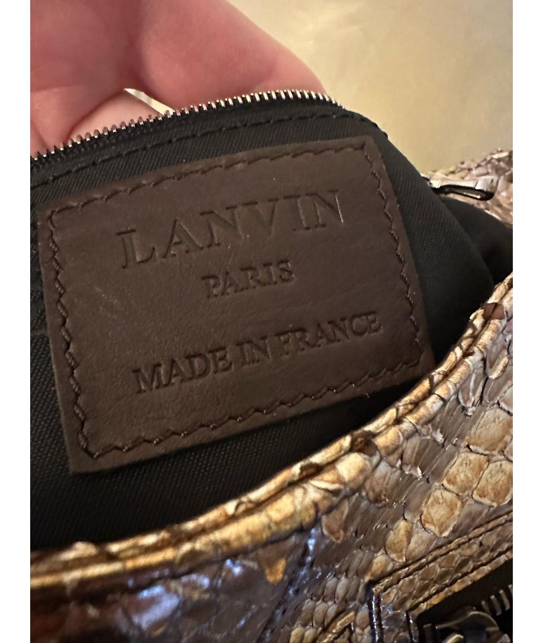 LANVIN Золотая сумка с короткими ручками из экзотической кожи, фото 5
