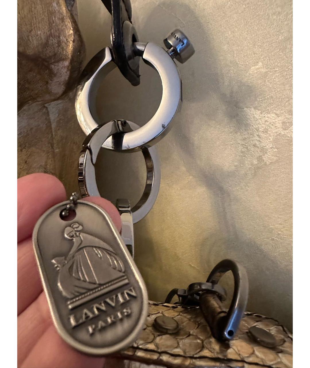 LANVIN Золотая сумка с короткими ручками из экзотической кожи, фото 6