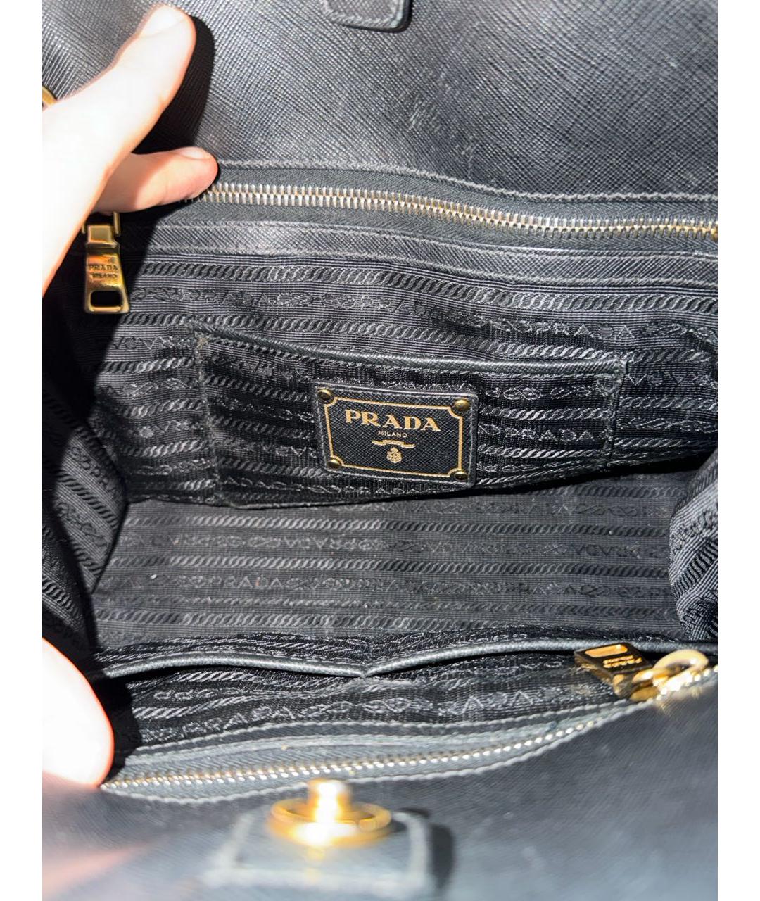 PRADA Черная кожаная сумка тоут, фото 4