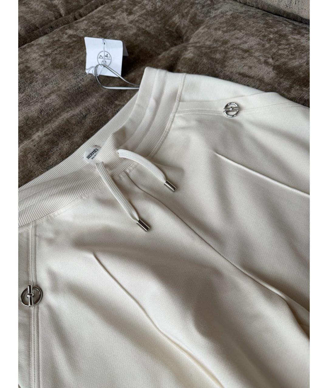 HERMES Бежевые хлопковые прямые брюки, фото 5