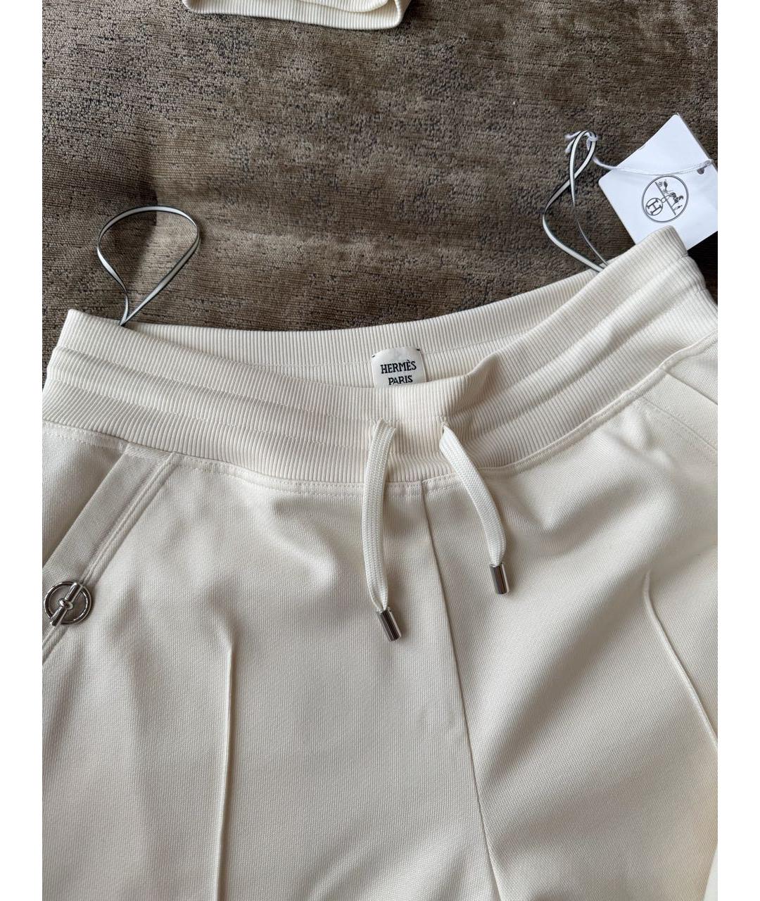 HERMES Бежевые хлопковые прямые брюки, фото 3