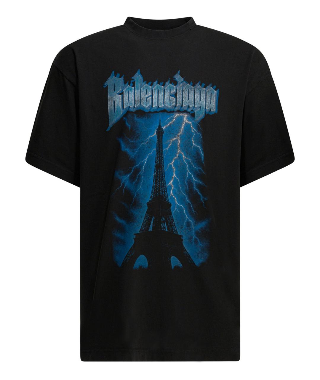 BALENCIAGA Черная хлопковая футболка, фото 1