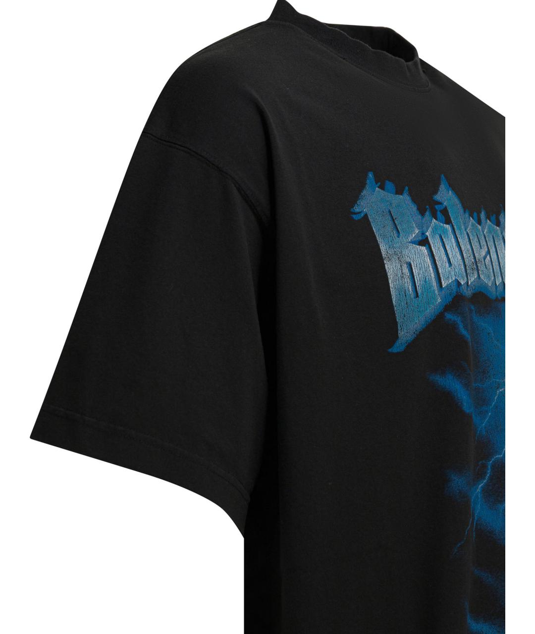 BALENCIAGA Черная хлопковая футболка, фото 4