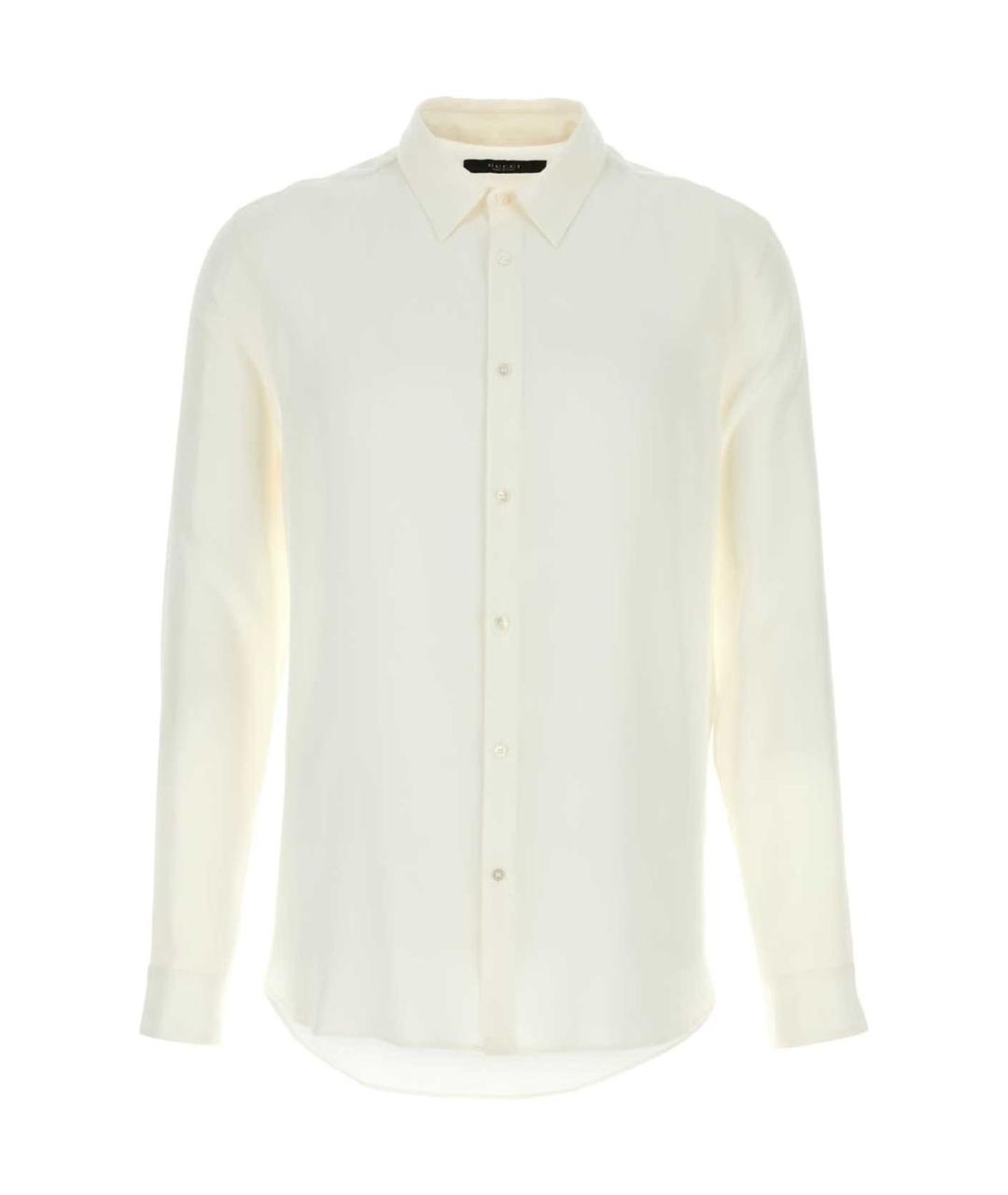 GUCCI Белая шелковая классическая рубашка, фото 1