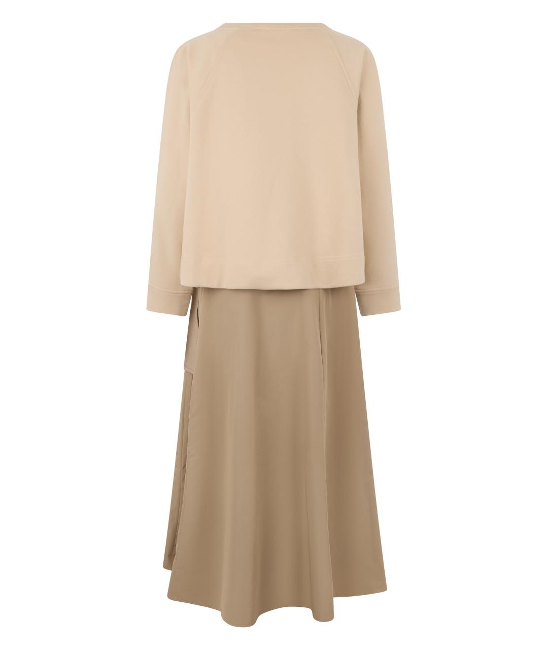 WEEKEND MAX MARA Бежевое хлопковое повседневное платье, фото 2