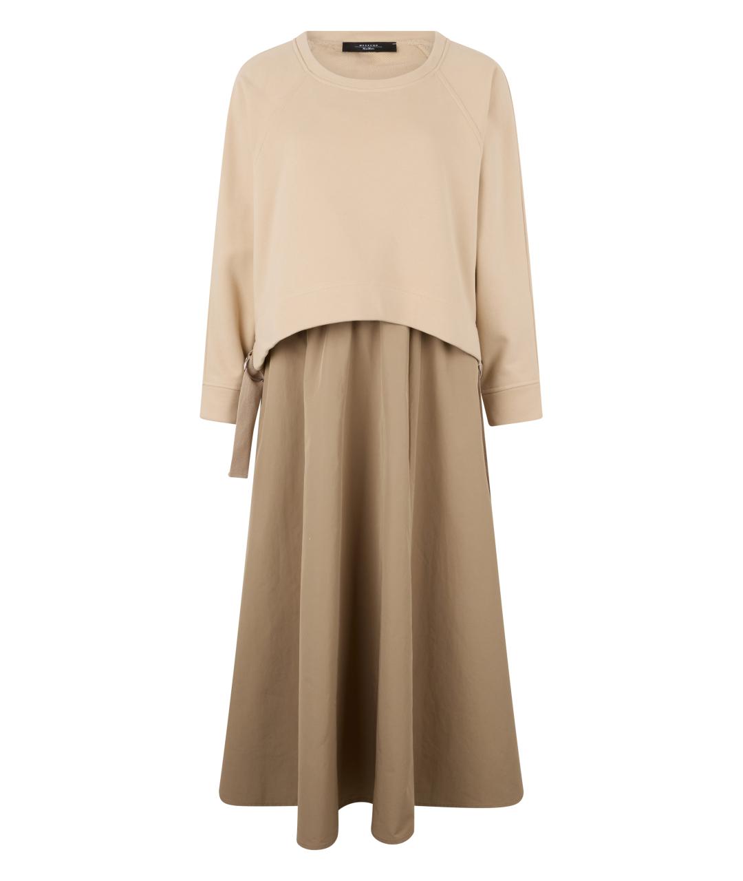 WEEKEND MAX MARA Бежевое хлопковое повседневное платье, фото 1