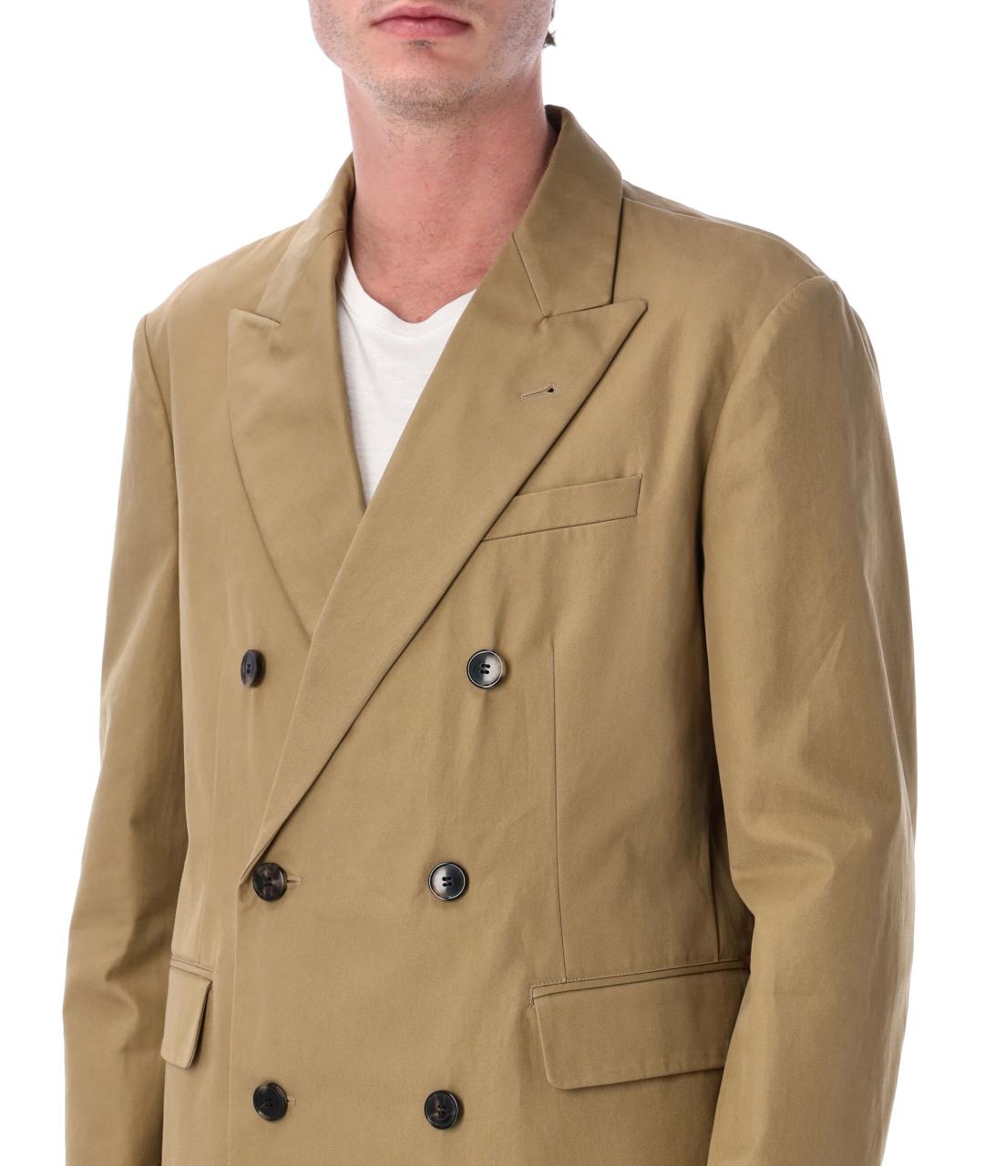 DRIES VAN NOTEN Бежевый хлопковый пиджак, фото 3