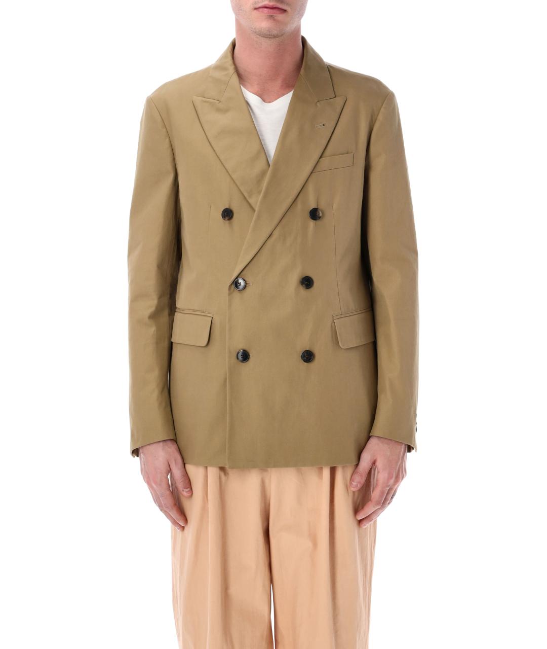 DRIES VAN NOTEN Бежевый хлопковый пиджак, фото 1