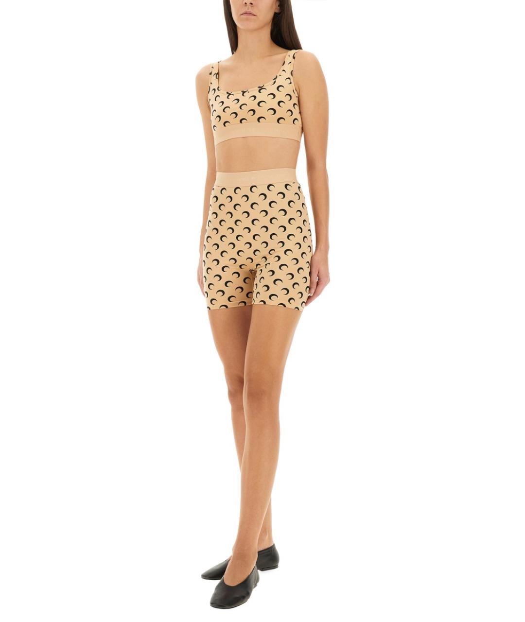 MARINE SERRE Бежевые полиамидовые леггинсы и велосипедки, фото 2