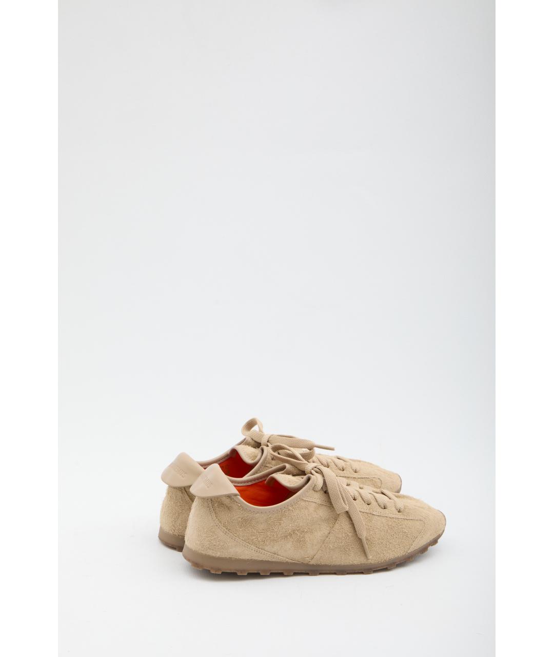 JACQUEMUS Бежевые замшевые кроссовки, фото 3