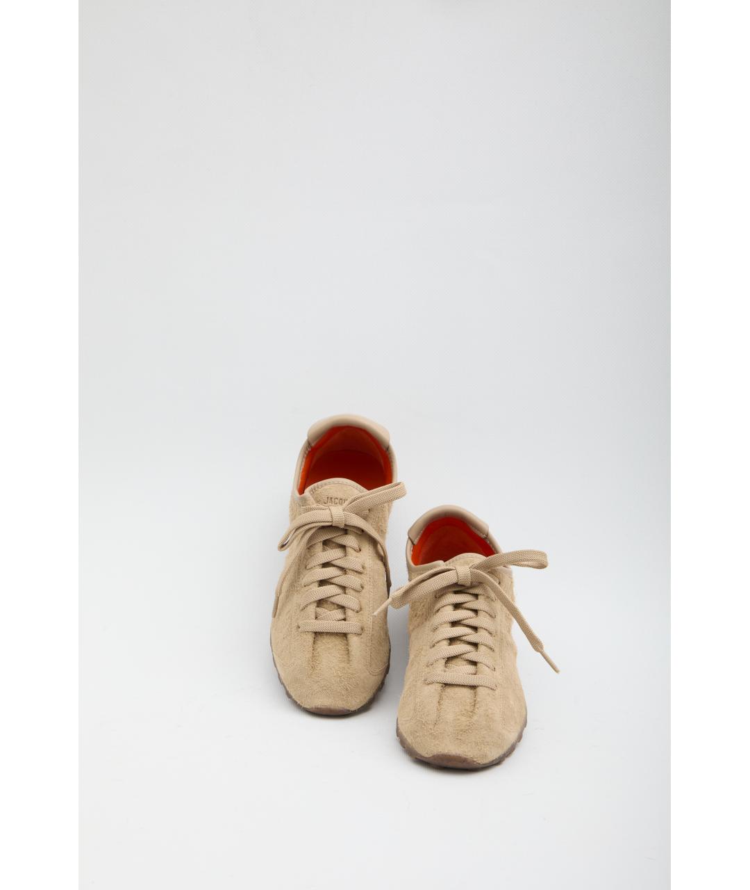JACQUEMUS Бежевые замшевые кроссовки, фото 5
