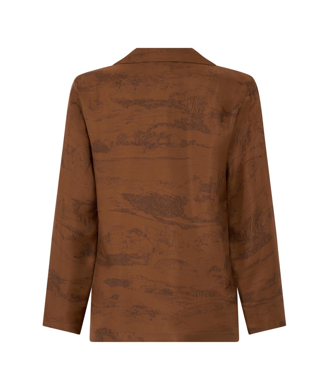MAX MARA STUDIO Коричневая шелковая рубашка, фото 2