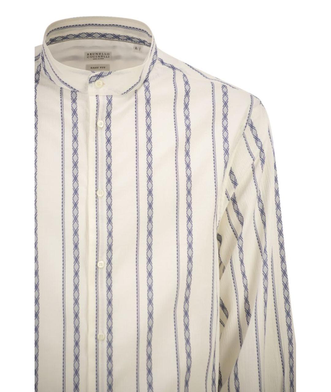 BRUNELLO CUCINELLI Белая хлопковая кэжуал рубашка, фото 4