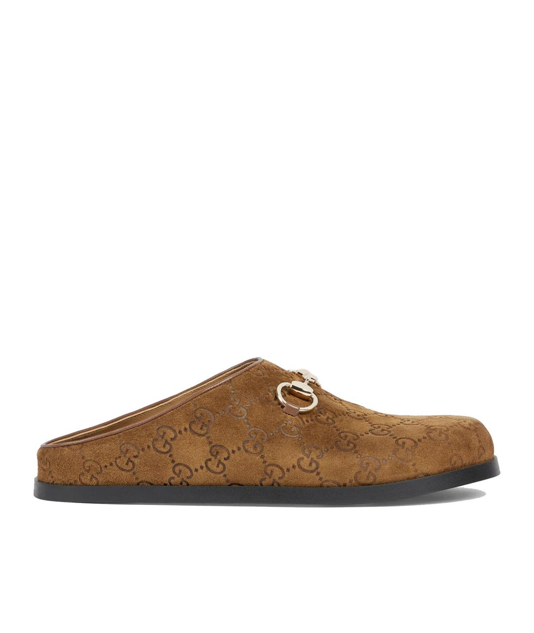 GUCCI Коричневые замшевые мюли, фото 1
