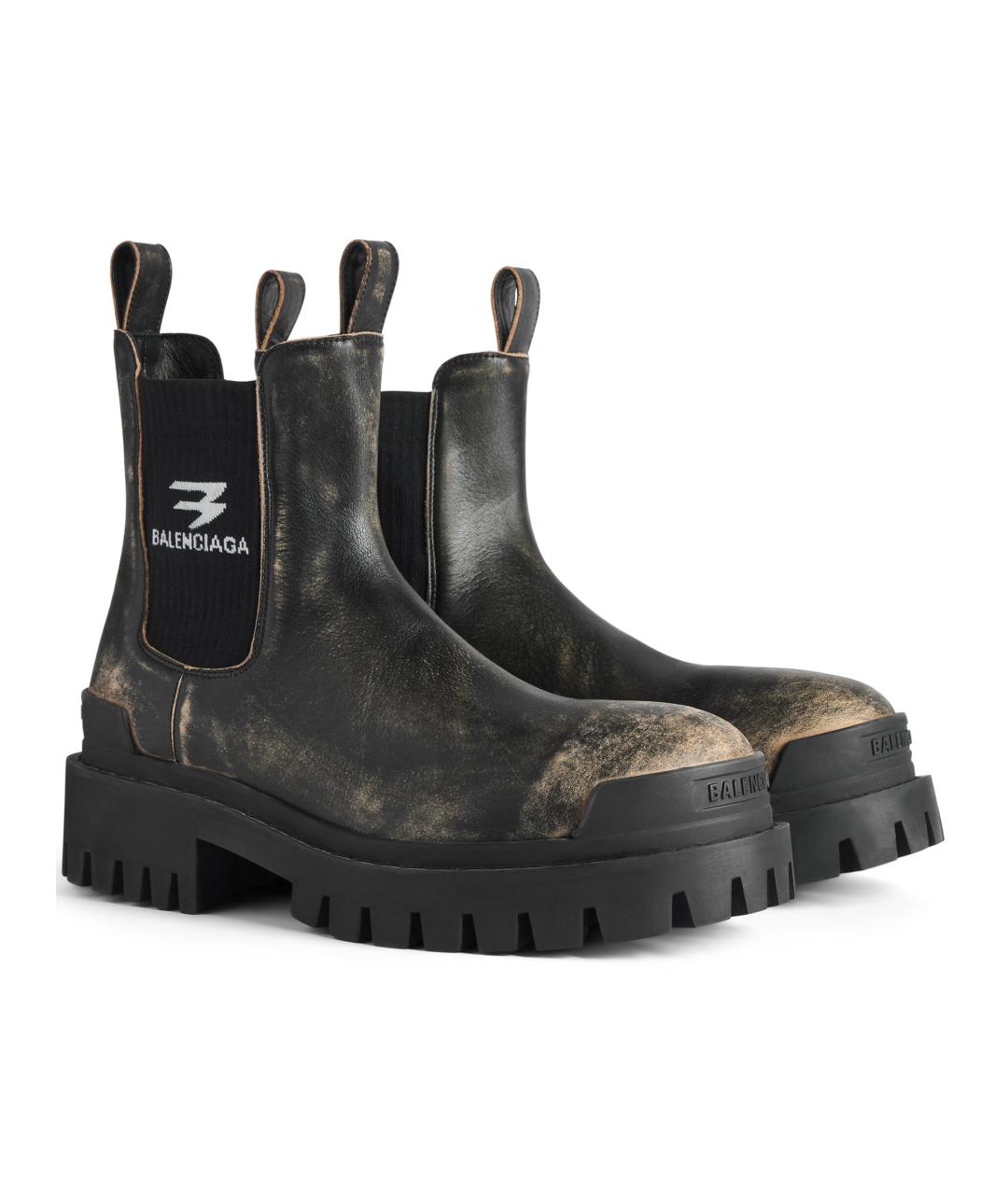 BALENCIAGA Черные кожаные высокие ботинки, фото 2