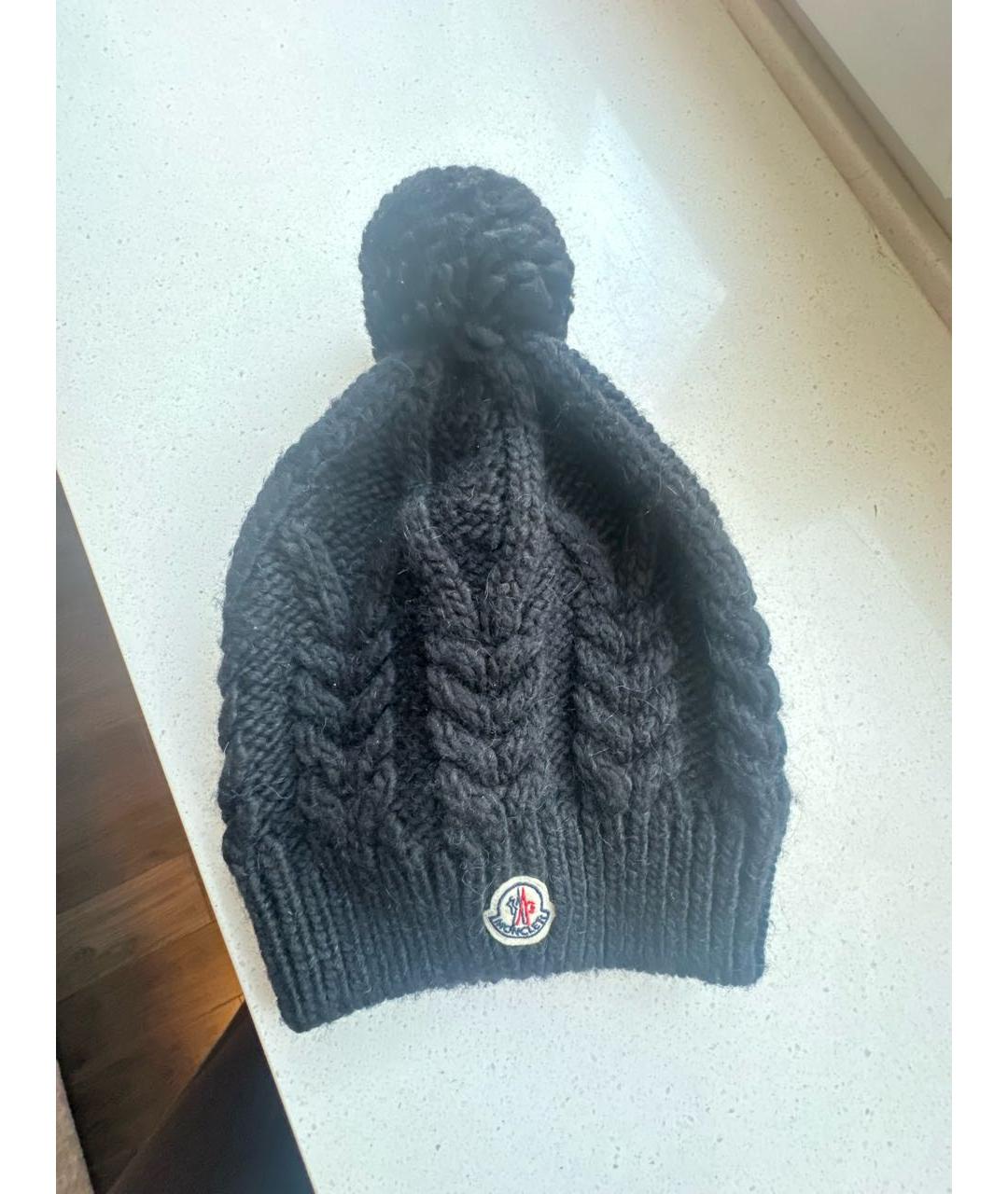 MONCLER Черная шерстяная шапка, фото 6