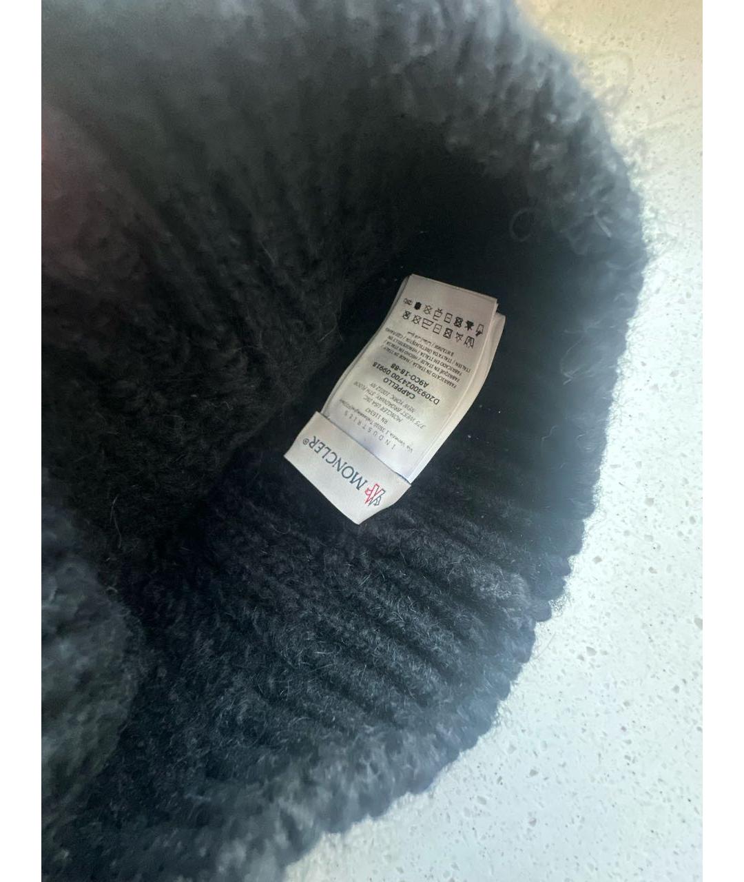 MONCLER Черная шерстяная шапка, фото 5