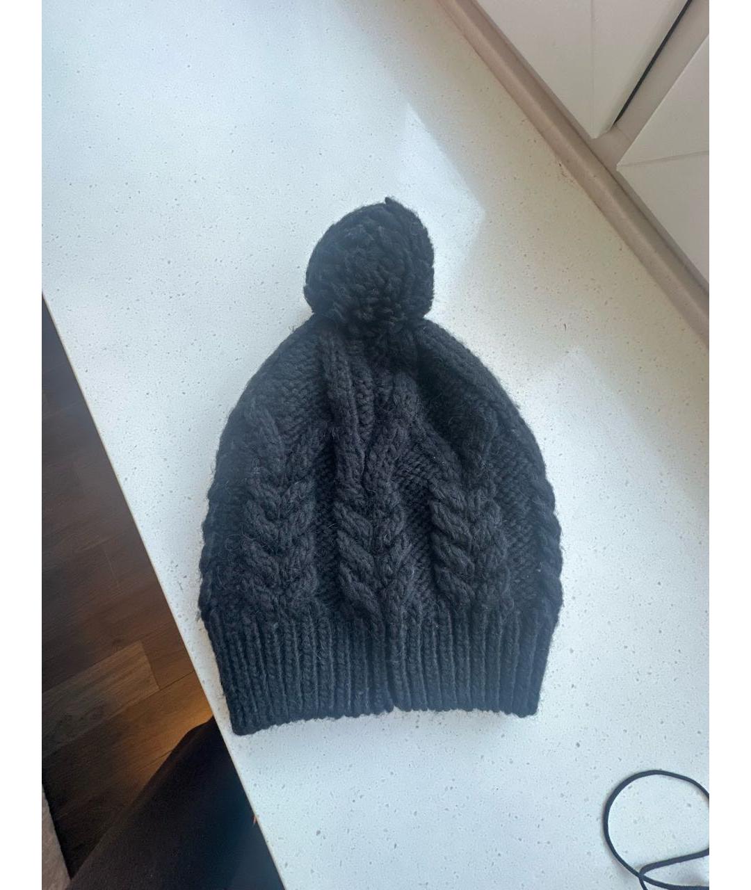 MONCLER Черная шерстяная шапка, фото 3