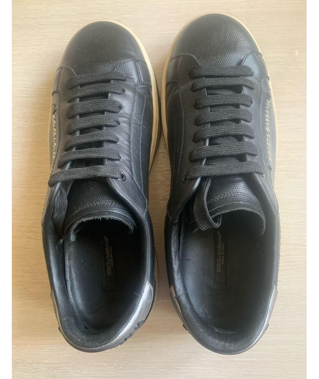 DOLCE&GABBANA Черные кожаные низкие кроссовки / кеды, фото 4