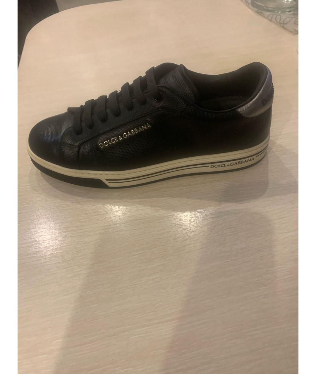 DOLCE&GABBANA Черные кожаные низкие кроссовки / кеды, фото 5