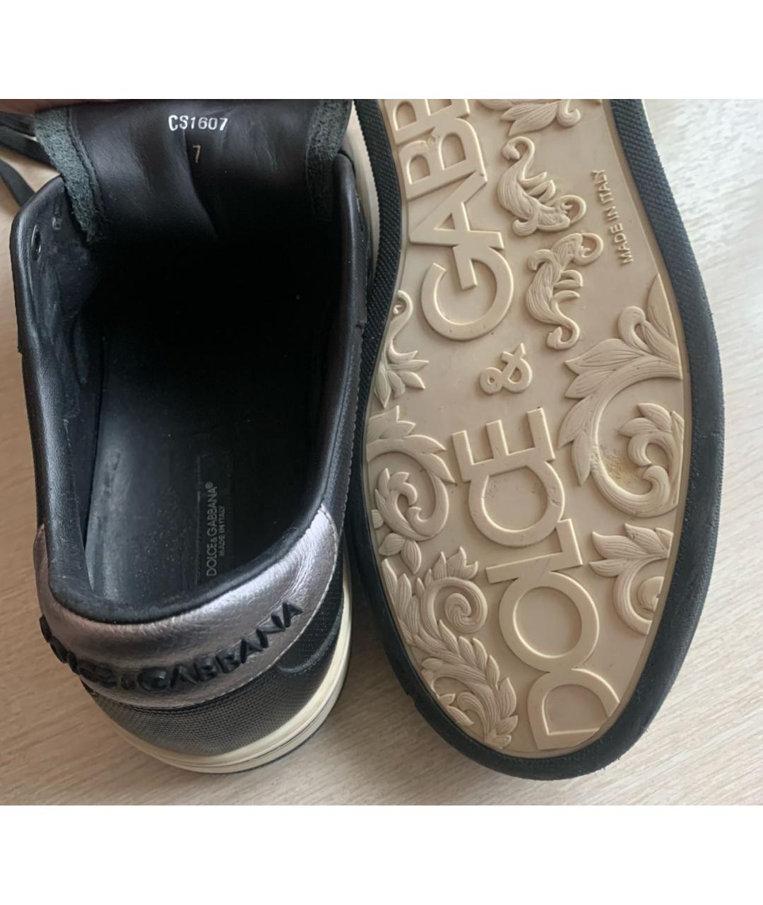 DOLCE&GABBANA Черные кожаные низкие кроссовки / кеды, фото 2