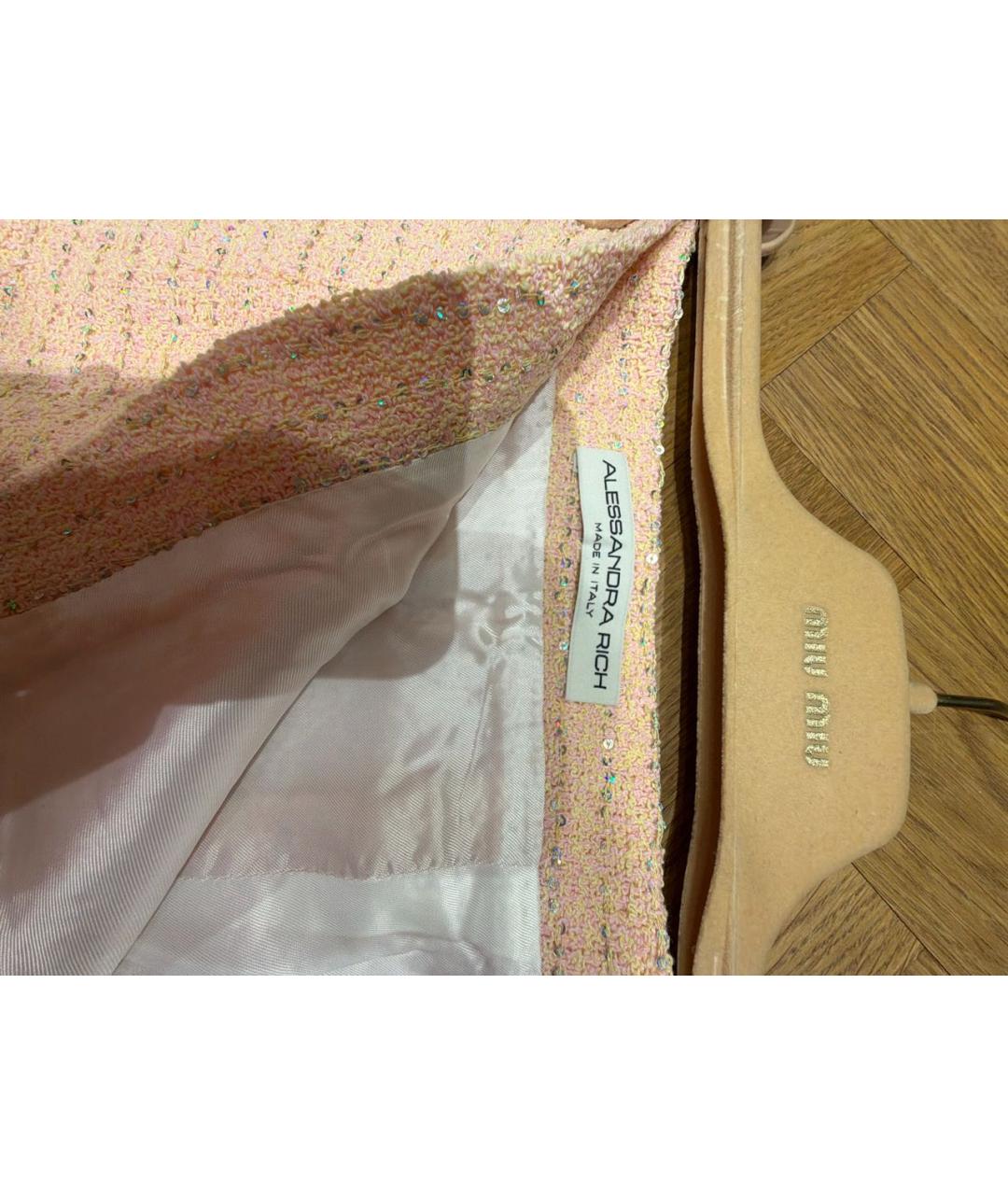 ALESSANDRA RICH Коралловая твидовая юбка мини, фото 3