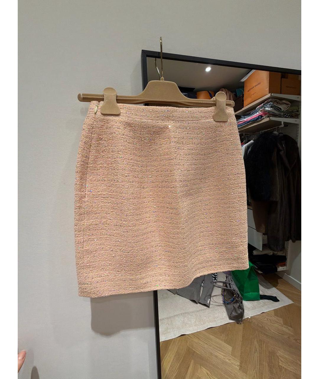 ALESSANDRA RICH Коралловая твидовая юбка мини, фото 2