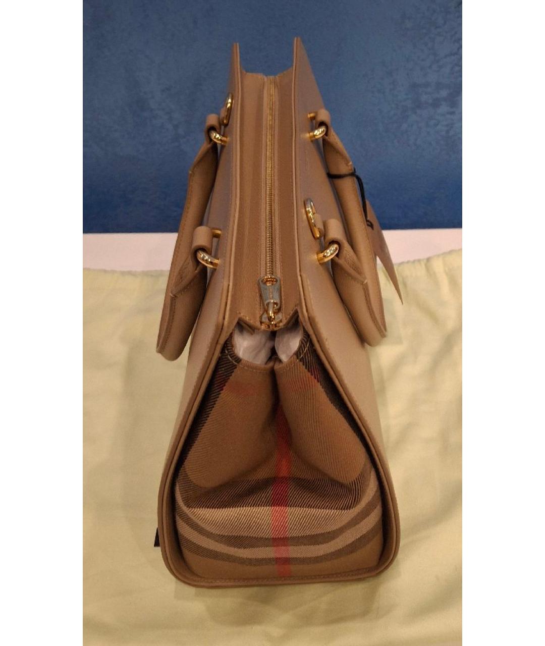 BURBERRY Бежевая кожаная сумка тоут, фото 2