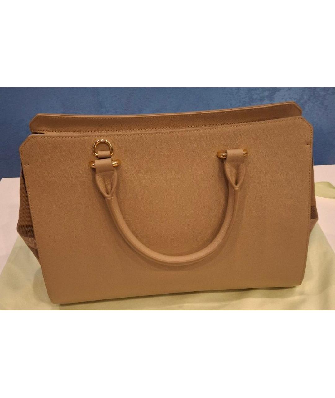 BURBERRY Бежевая кожаная сумка тоут, фото 3