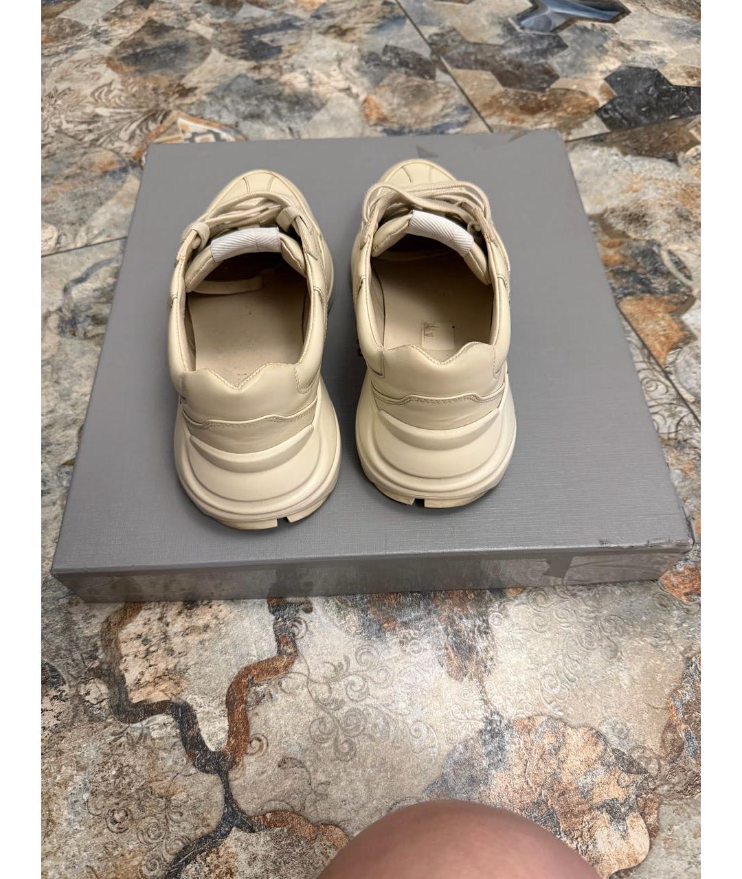 GUCCI Бежевые кожаные кроссовки, фото 4