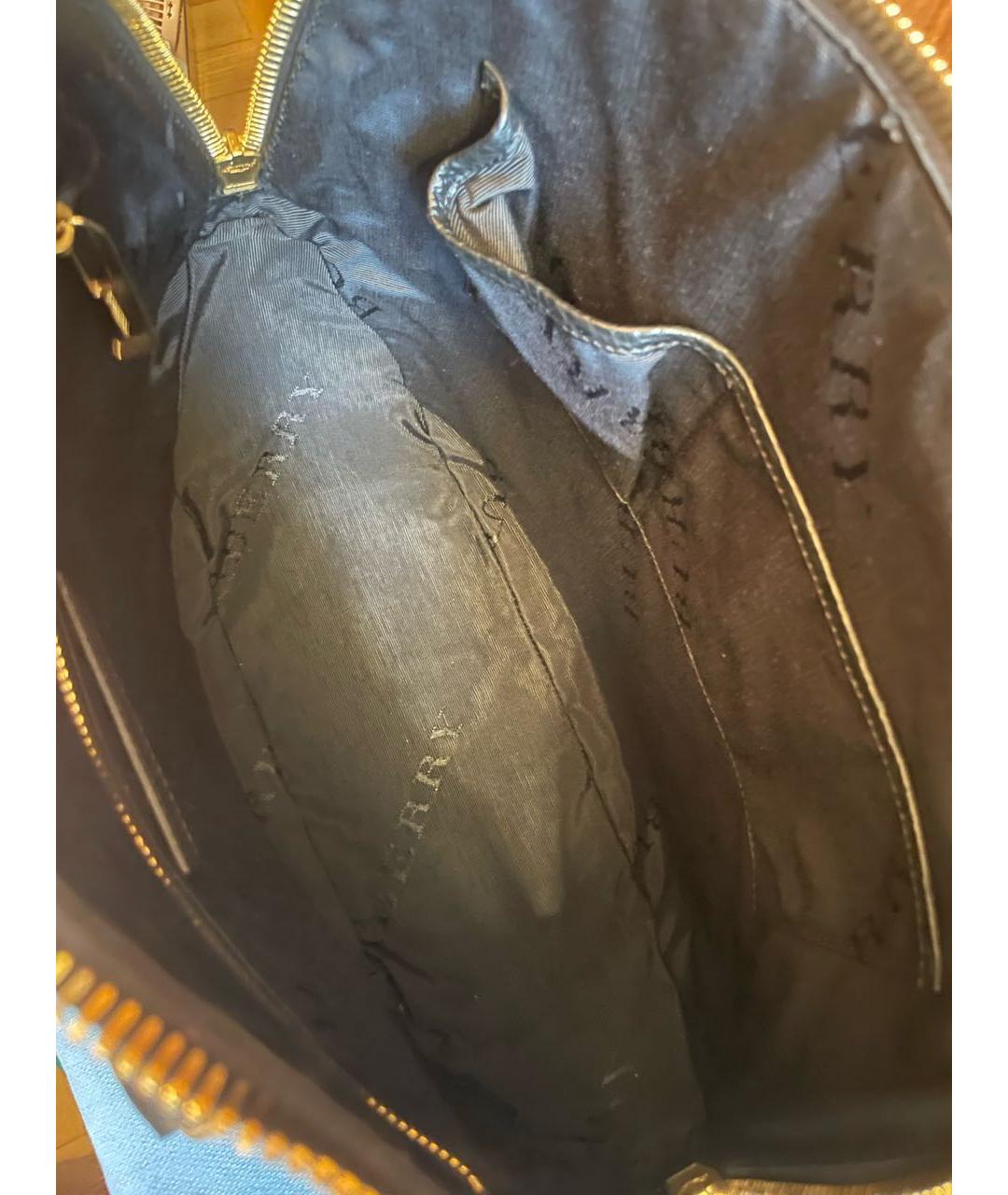 BURBERRY Черная кожаная сумка тоут, фото 4