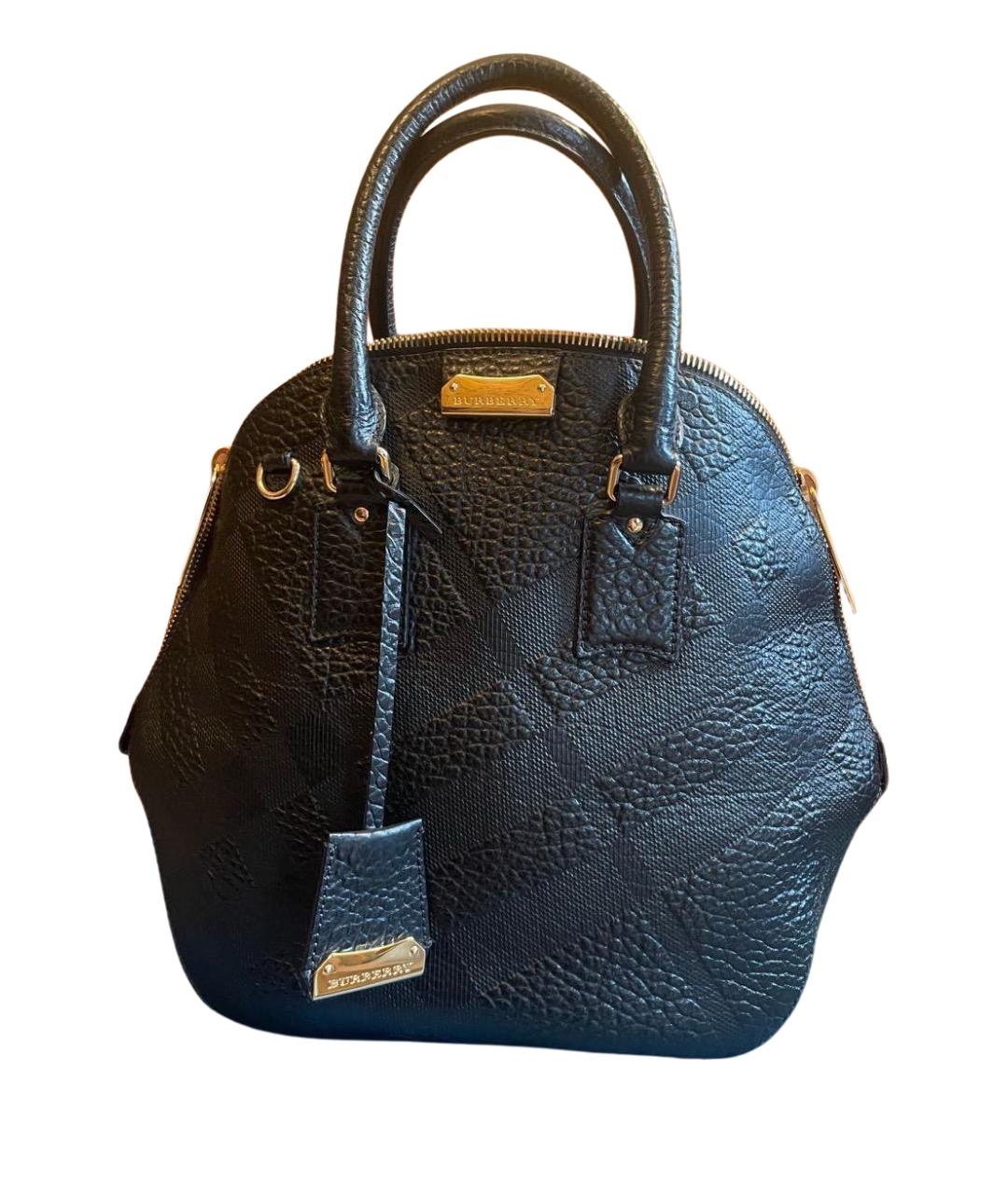 BURBERRY Черная кожаная сумка тоут, фото 1