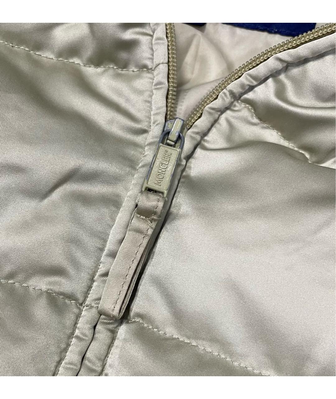 MONCLER Бежевый полиэстеровый пуховик, фото 4