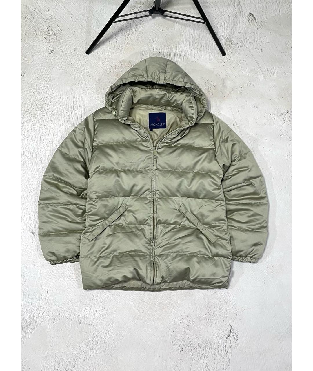 MONCLER Бежевый полиэстеровый пуховик, фото 8