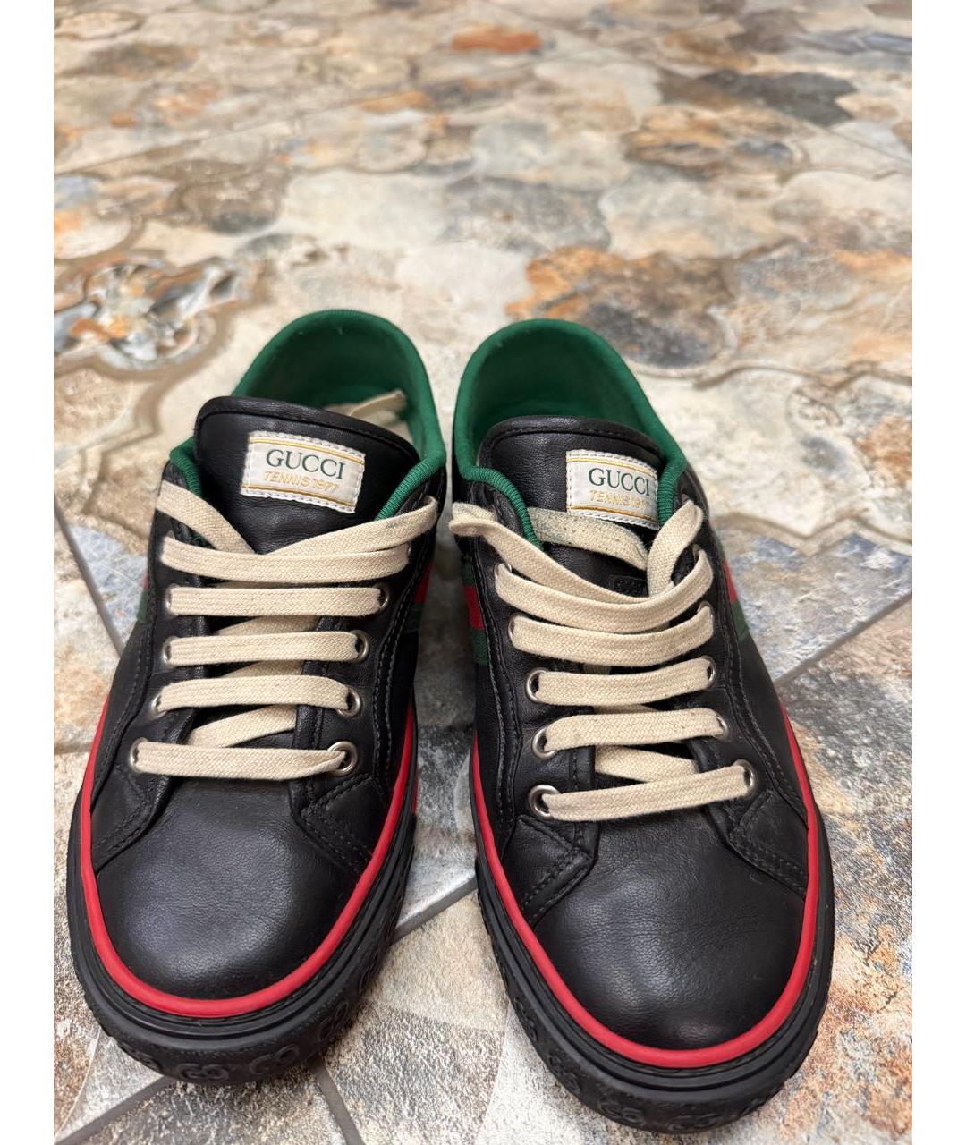 GUCCI Черные кожаные кеды, фото 2