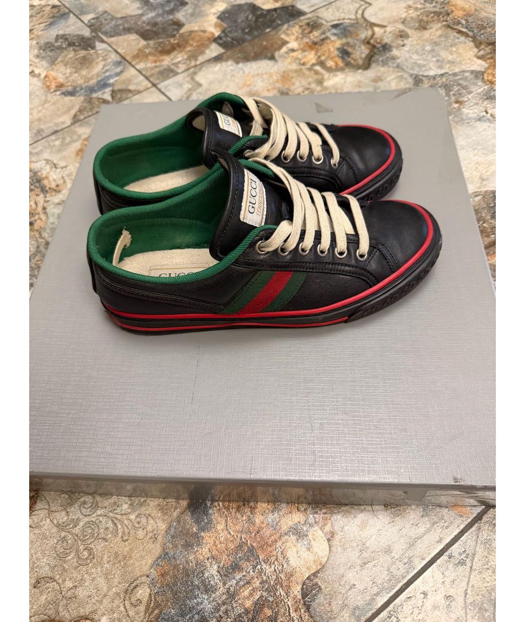 GUCCI Черные кожаные кеды, фото 5