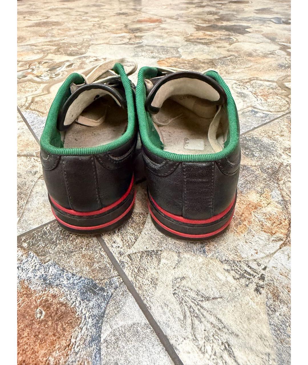 GUCCI Черные кожаные кеды, фото 4