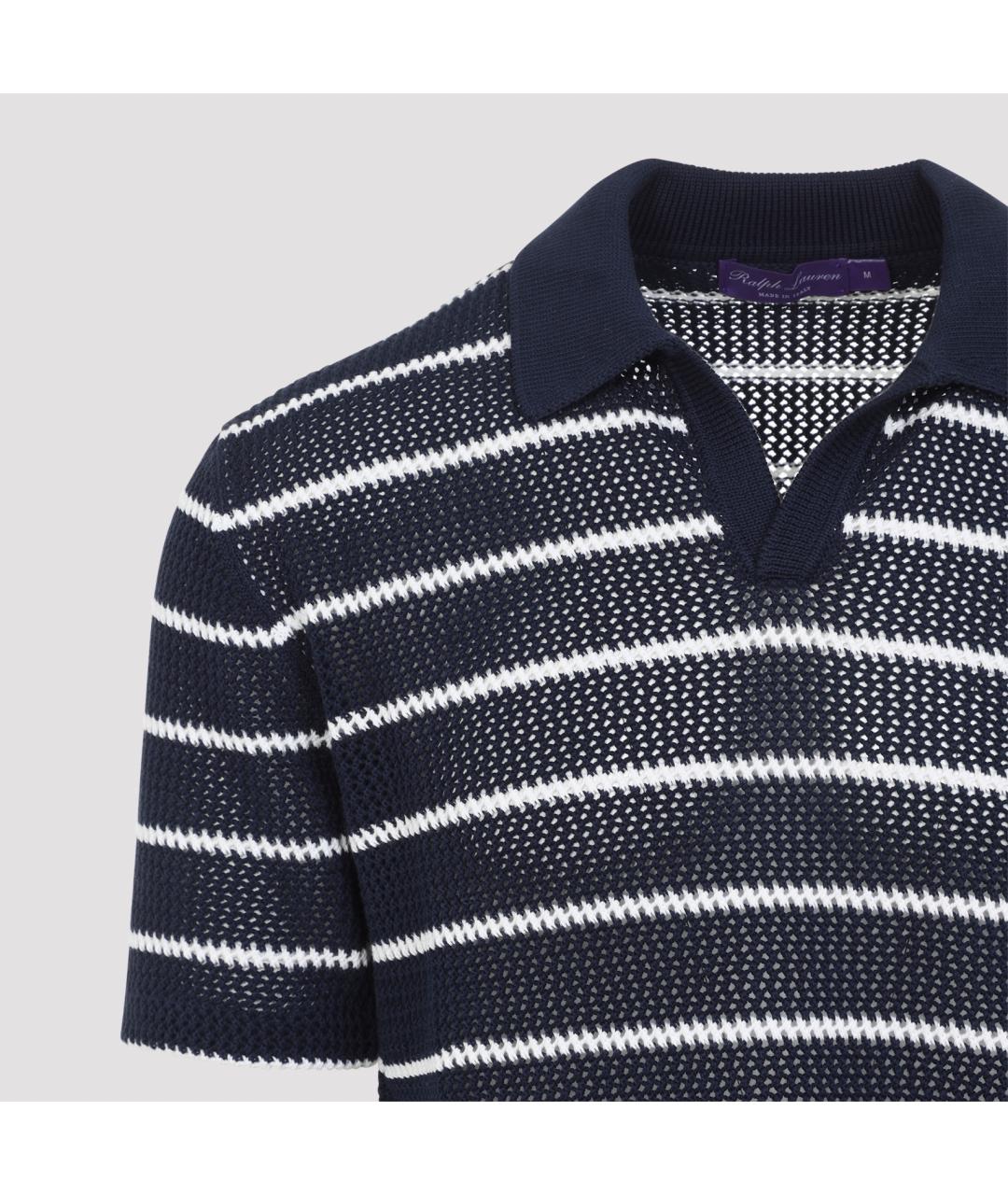 RALPH LAUREN PURPLE LABEL Темно-синее хлопковое поло с коротким рукавом, фото 4