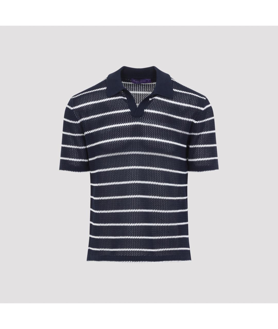 RALPH LAUREN PURPLE LABEL Темно-синее хлопковое поло с коротким рукавом, фото 2