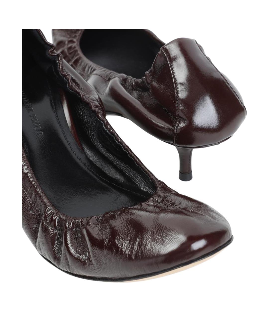 PHOEBE PHILO Бордовые кожаные туфли, фото 5